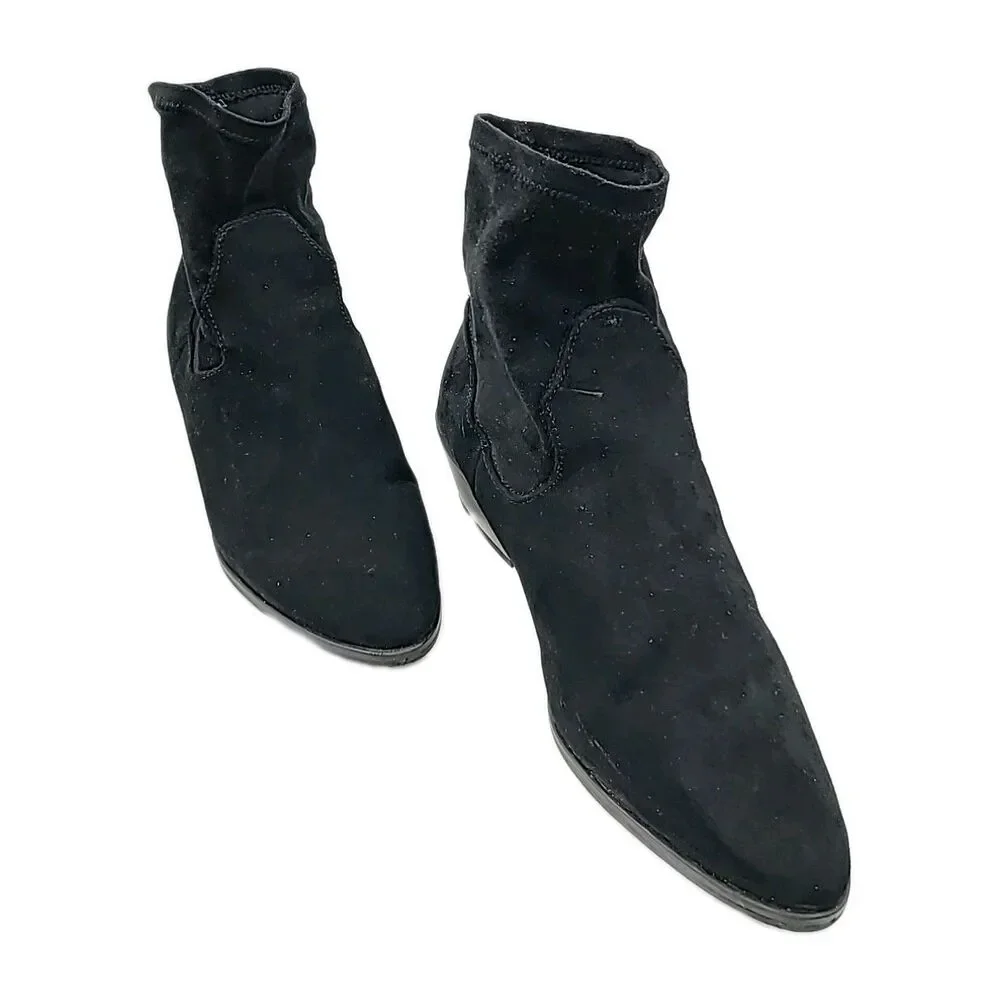 Target Brand Womens Block Heel Ankle Boots Faux Black Suede Size 9.5